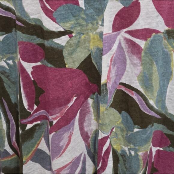 Tahari 100% Linen Floral Tropical Long Tee Shirt Plus‎ Size 2X New - Picture 7 of 7